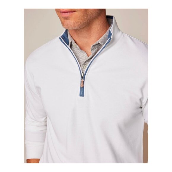 johnnie-O Sully Quarter Zip Pullover in White, Size Large - Picture 2 of 13